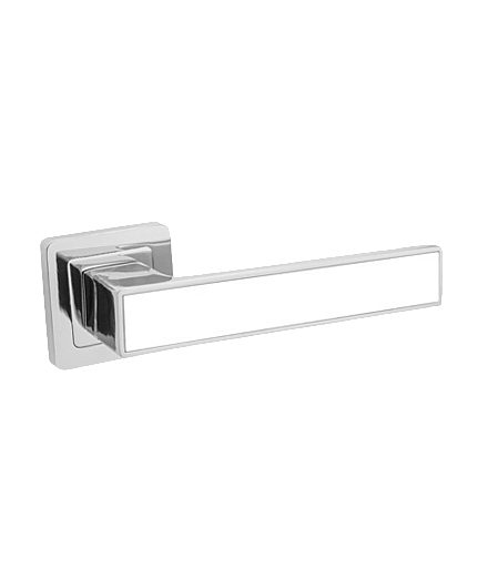 Ручки стандарт Ручка дверная Code Deco на квадратном основании H-22111-A-CR/W хром/белый 